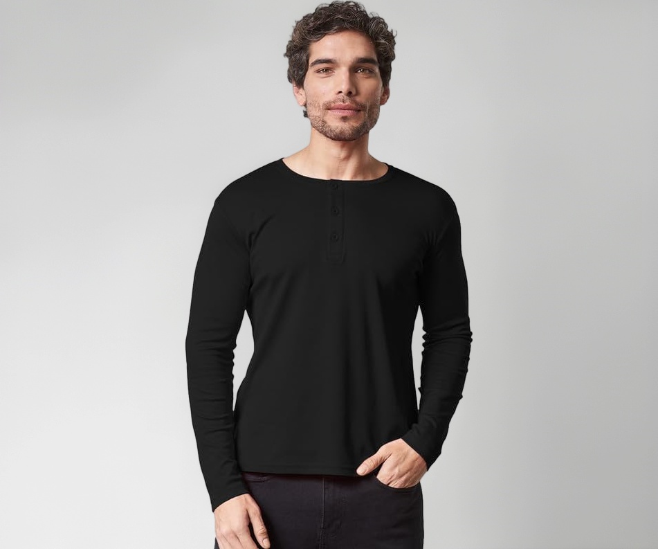 Buy LAZYCHUNKS Regular Fit Solid Super Combed Cotton Rich Henley
